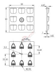 1x8 Asimetrik Led Lens